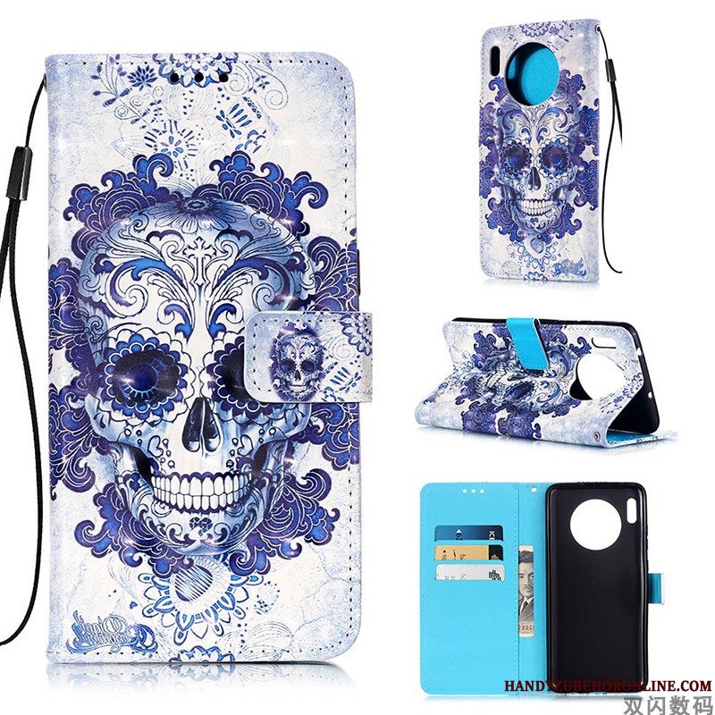 Etui Huawei Mate 30 Pro Læder Hvid Telefon, Cover Huawei Mate 30 Pro Tasker Anti-fald