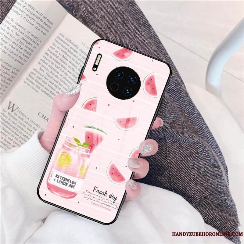 Etui Huawei Mate 30 Pro Tasker Frisk Lille Sektion, Cover Huawei Mate 30 Pro Beskyttelse Lyserød Smuk