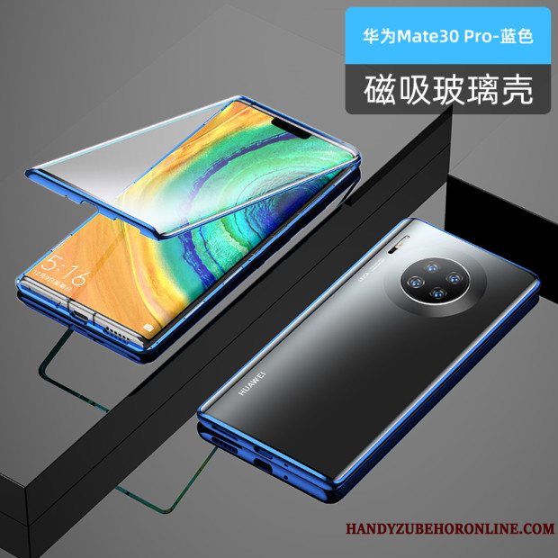 Etui Huawei Mate 30 Pro Tasker Glas Telefon, Cover Huawei Mate 30 Pro Silikone Dobbeltsidet Lilla