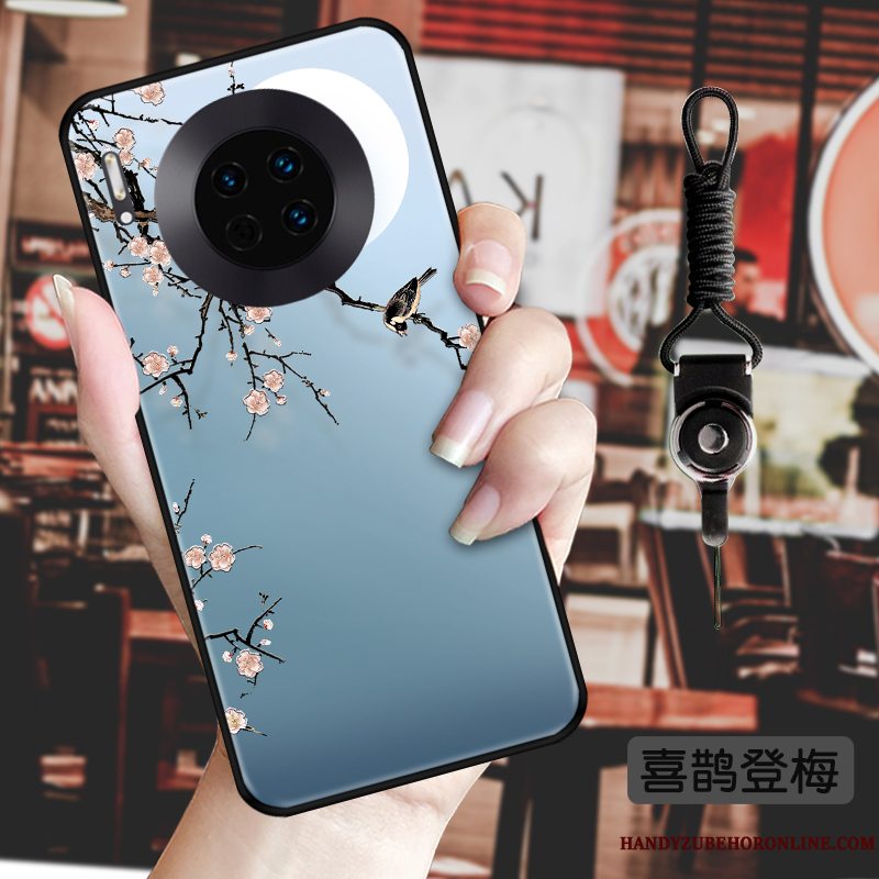 Etui Huawei Mate 30 Silikone Sort Hvid, Cover Huawei Mate 30 Kreativ Kinesisk Stil Vind