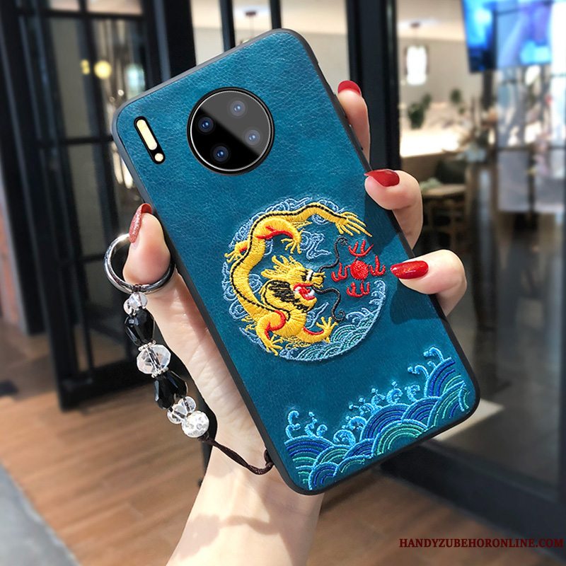 Etui Huawei Mate 30 Tasker Anti-fald Broderi, Cover Huawei Mate 30 Silikone Telefonkinesisk Stil