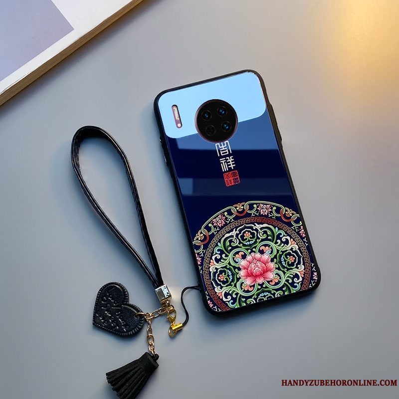 Etui Huawei Mate 30 Tasker Glas Ny, Cover Huawei Mate 30 Silikone Kinesisk Stil Rød