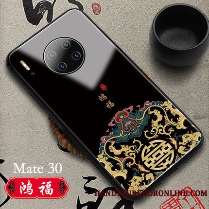 Etui Huawei Mate 30 Telefonautentiske, Cover Huawei Mate 30 Glas Hvid