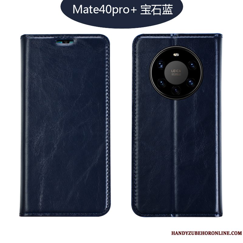 Etui Huawei Mate 40 Pro+ Folio Business Mørkeblå, Cover Huawei Mate 40 Pro+ Blød Kvalitet Telefon