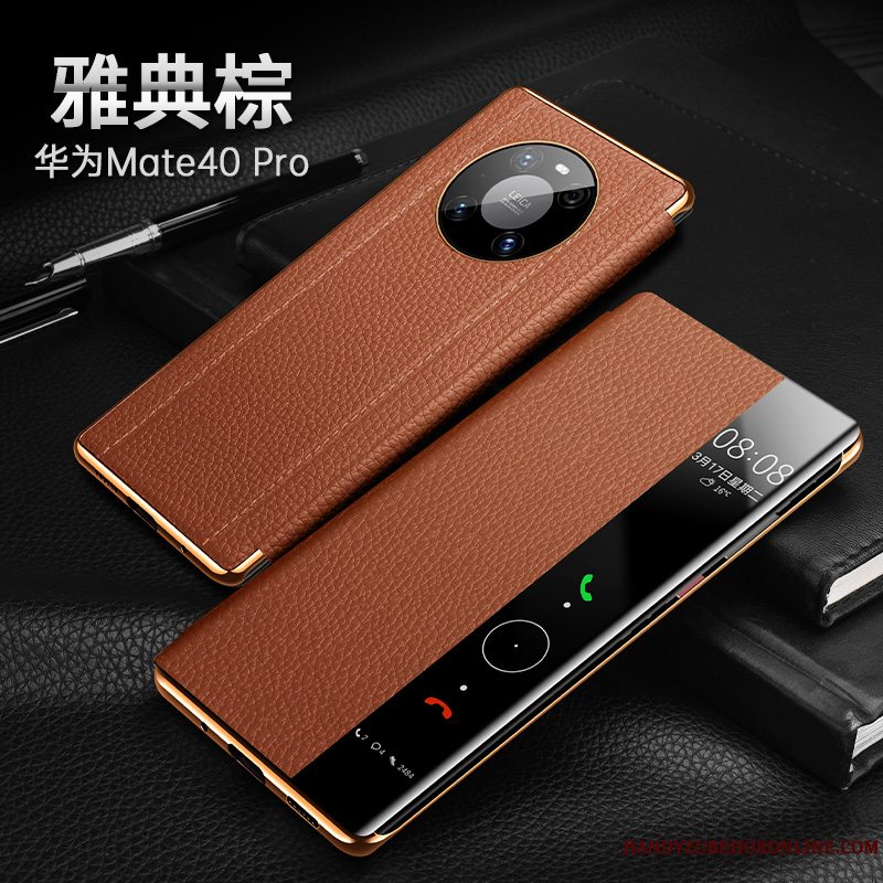 Etui Huawei Mate 40 Pro Folio Telefonanti-fald, Cover Huawei Mate 40 Pro Læder Ny Rød