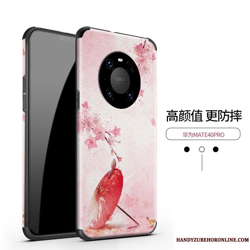 Etui Huawei Mate 40 Pro Kreativ Blomster Telefon, Cover Huawei Mate 40 Pro Vintage Lyserød Ny