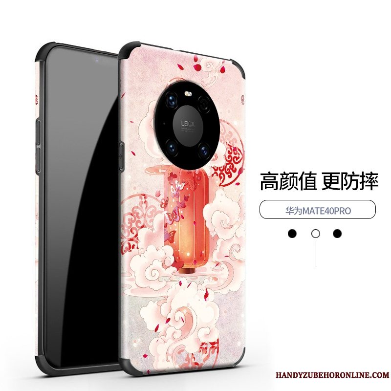 Etui Huawei Mate 40 Pro Kreativ Blomster Telefon, Cover Huawei Mate 40 Pro Vintage Lyserød Ny