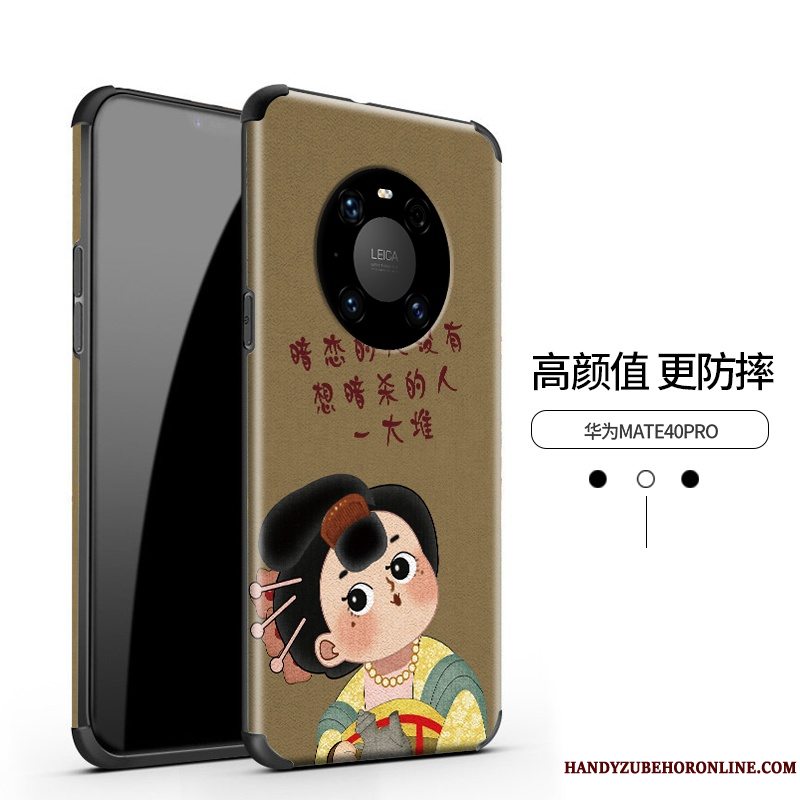 Etui Huawei Mate 40 Pro Relief Kinesisk Stil Net Red, Cover Huawei Mate 40 Pro Læder Smuk Af Personlighed