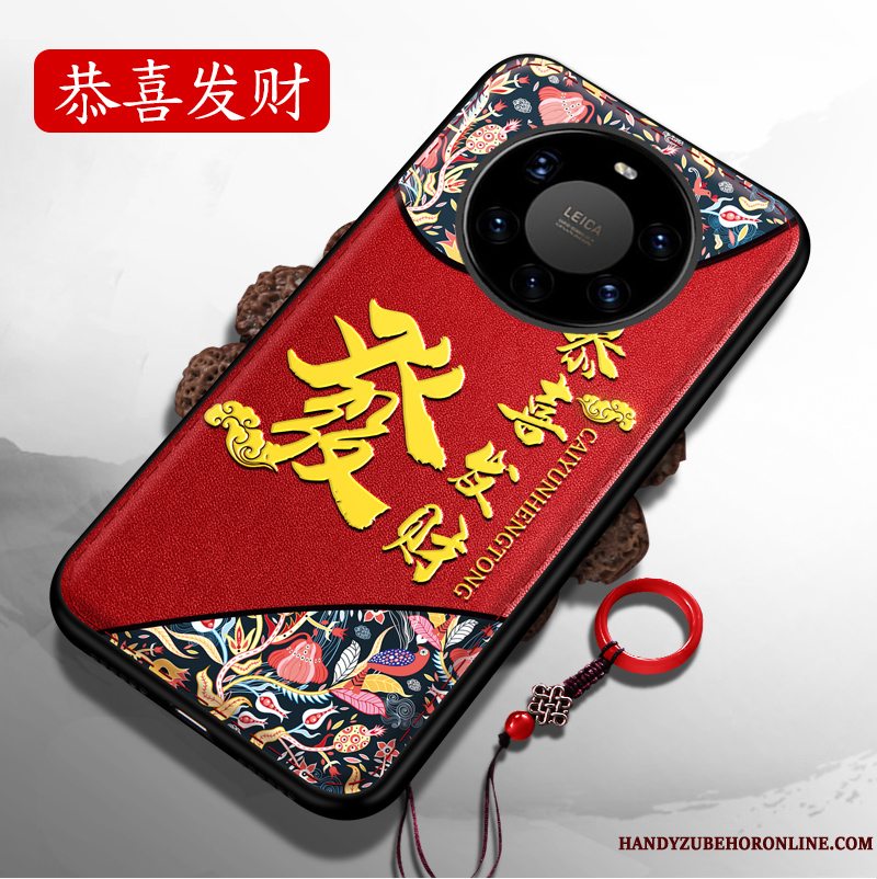 Etui Huawei Mate 40 Pro+ Silikone Rød Net Red, Cover Huawei Mate 40 Pro+ Tasker Ny Anti-fald