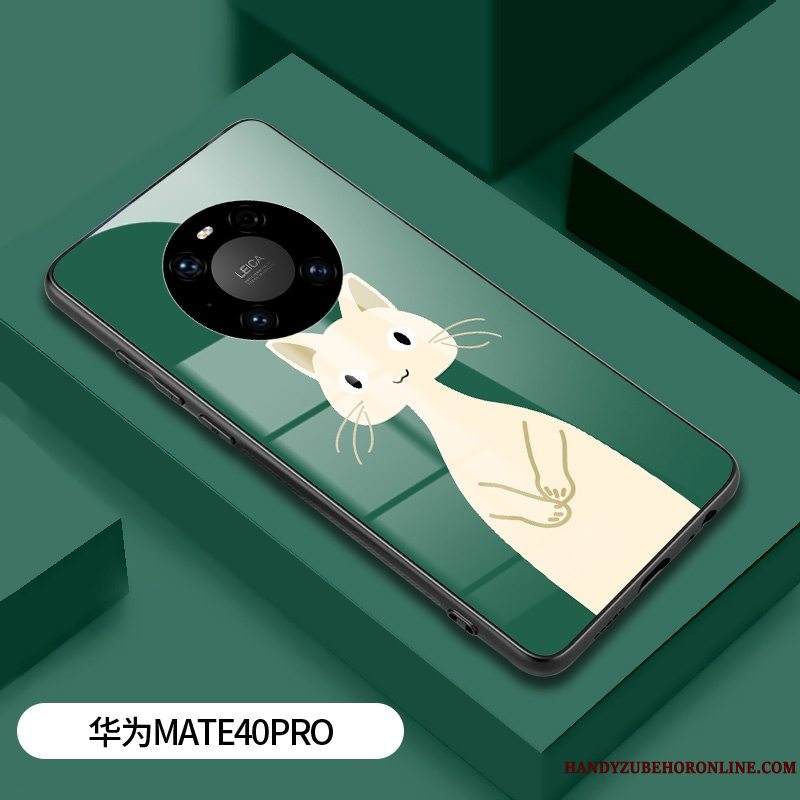 Etui Huawei Mate 40 Pro Silikone Spejl Anti-fald, Cover Huawei Mate 40 Pro Tasker Glas Net Red