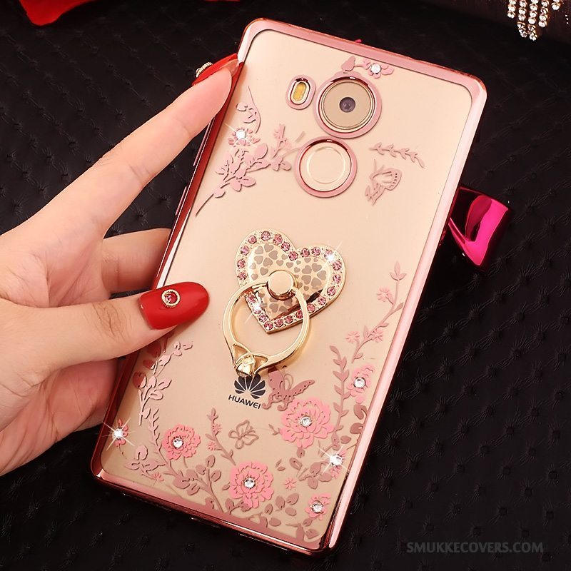 Etui Huawei Mate 8 Beskyttelse Guld Lyserød, Cover Huawei Mate 8 Strass Telefon