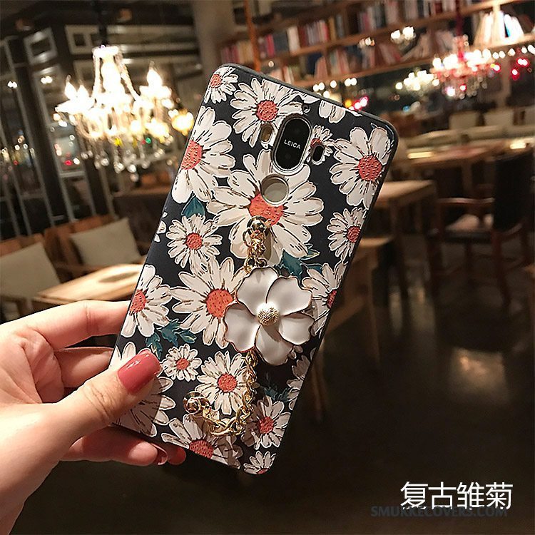 Etui Huawei Mate 8 Blød Telefonsort, Cover Huawei Mate 8 Farve Nubuck Blomster