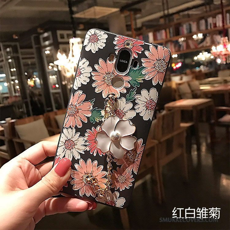 Etui Huawei Mate 8 Blød Telefonsort, Cover Huawei Mate 8 Farve Nubuck Blomster