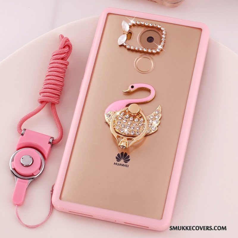 Etui Huawei Mate 8 Cartoon Hængende Ornamenter Anti-fald, Cover Huawei Mate 8 Strass Telefonlyserød