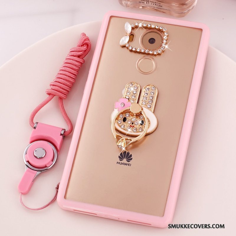 Etui Huawei Mate 8 Cartoon Hængende Ornamenter Anti-fald, Cover Huawei Mate 8 Strass Telefonlyserød