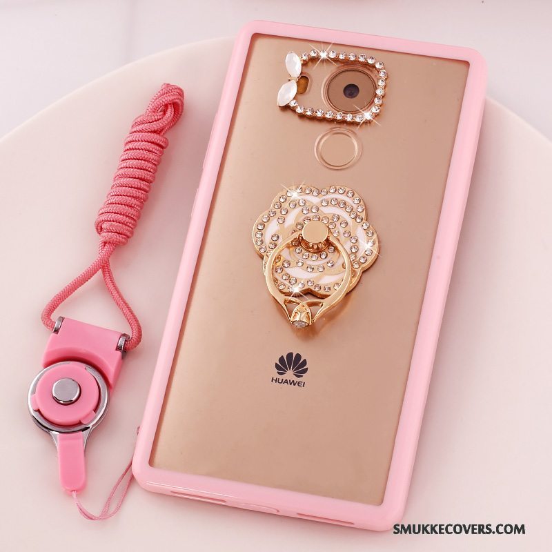 Etui Huawei Mate 8 Cartoon Hængende Ornamenter Anti-fald, Cover Huawei Mate 8 Strass Telefonlyserød