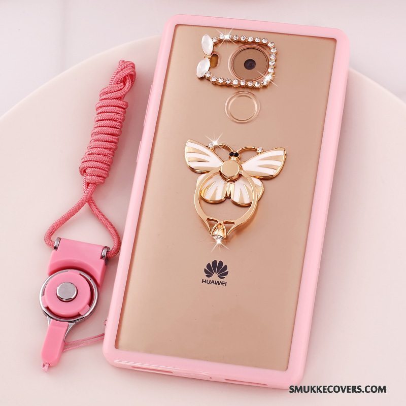 Etui Huawei Mate 8 Cartoon Hængende Ornamenter Anti-fald, Cover Huawei Mate 8 Strass Telefonlyserød