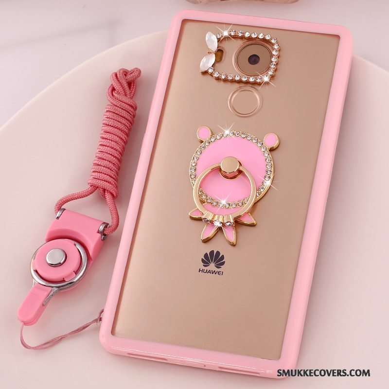 Etui Huawei Mate 8 Cartoon Hængende Ornamenter Anti-fald, Cover Huawei Mate 8 Strass Telefonlyserød