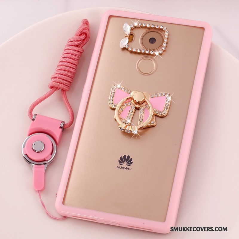 Etui Huawei Mate 8 Cartoon Hængende Ornamenter Anti-fald, Cover Huawei Mate 8 Strass Telefonlyserød