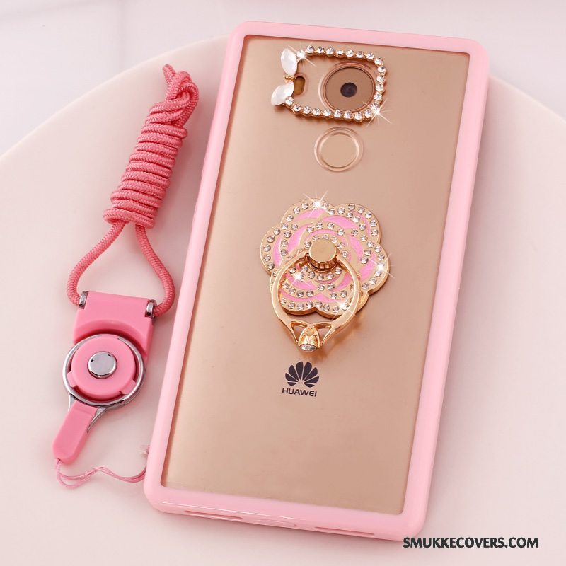 Etui Huawei Mate 8 Cartoon Hængende Ornamenter Anti-fald, Cover Huawei Mate 8 Strass Telefonlyserød