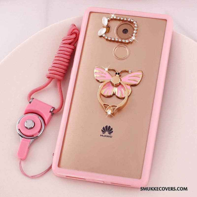 Etui Huawei Mate 8 Cartoon Hængende Ornamenter Anti-fald, Cover Huawei Mate 8 Strass Telefonlyserød