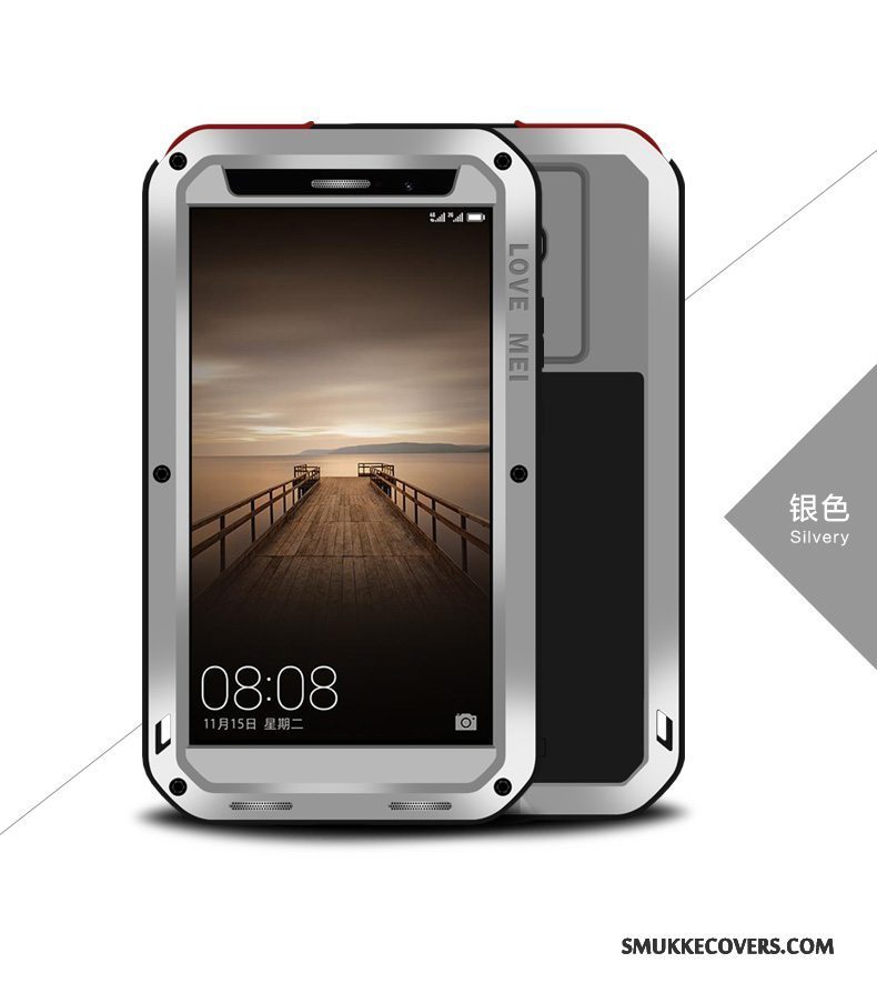 Etui Huawei Mate 8 Metal Sort Anti-fald, Cover Huawei Mate 8 Silikone Tre Forsvar Telefon