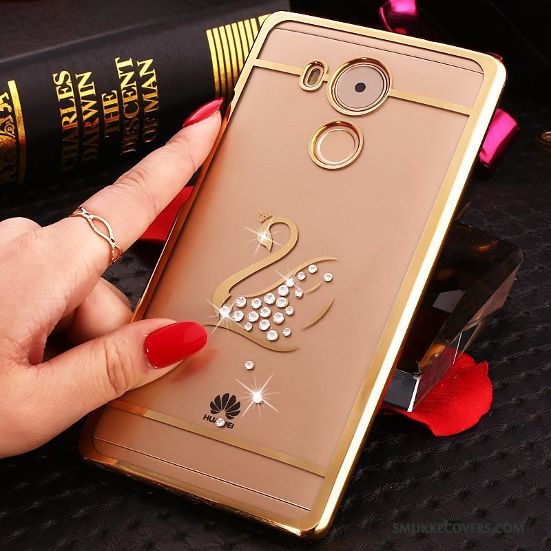 Etui Huawei Mate 8 Strass Hård Guld, Cover Huawei Mate 8 Beskyttelse Telefongennemsigtig