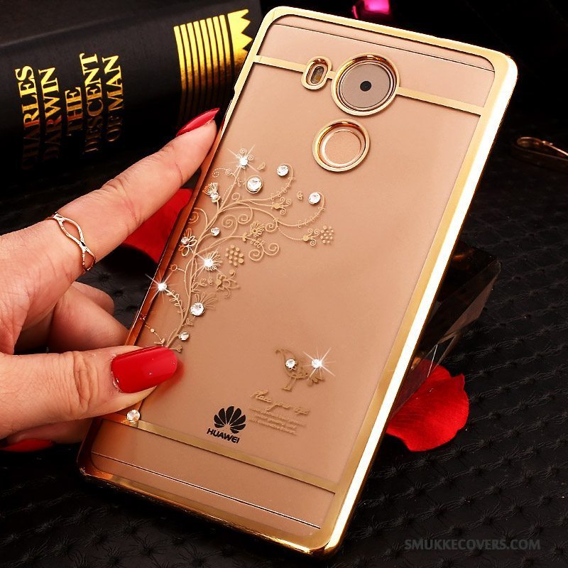 Etui Huawei Mate 8 Strass Hård Guld, Cover Huawei Mate 8 Beskyttelse Telefongennemsigtig