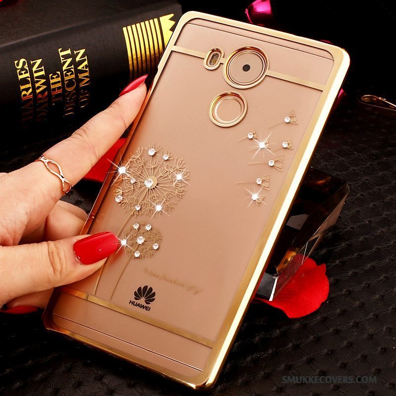 Etui Huawei Mate 8 Strass Hård Guld, Cover Huawei Mate 8 Beskyttelse Telefongennemsigtig