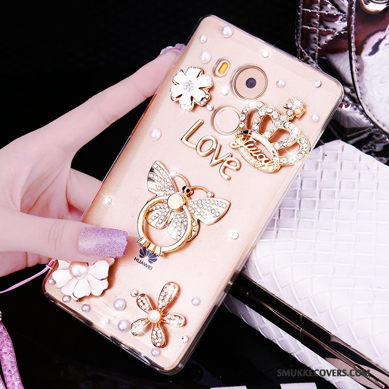 Etui Huawei Mate 8 Strass Trend Hængende Ornamenter, Cover Huawei Mate 8 Silikone Telefonguld