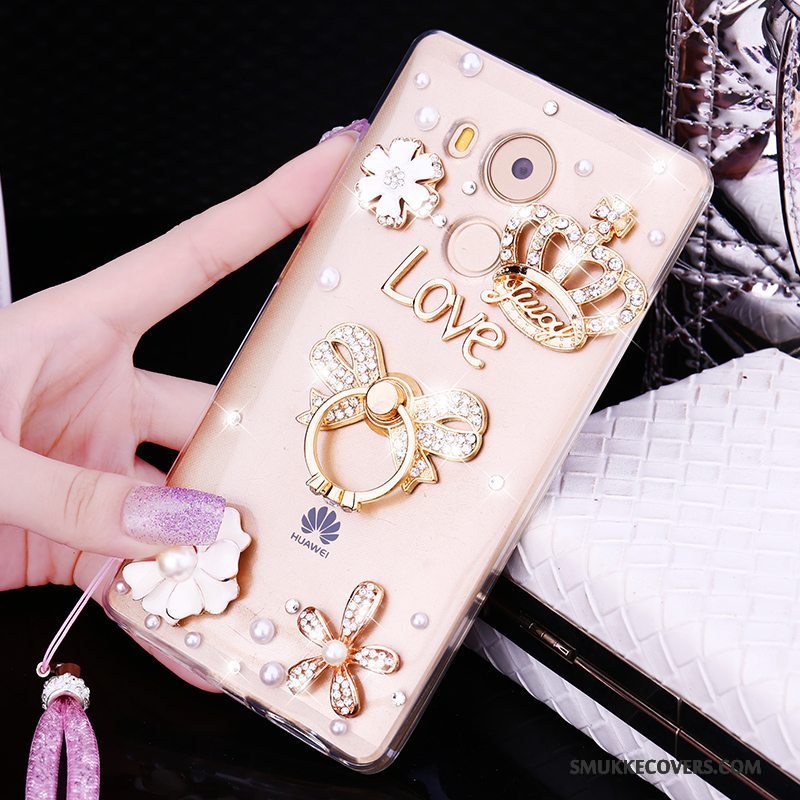 Etui Huawei Mate 8 Strass Trend Hængende Ornamenter, Cover Huawei Mate 8 Silikone Telefonguld