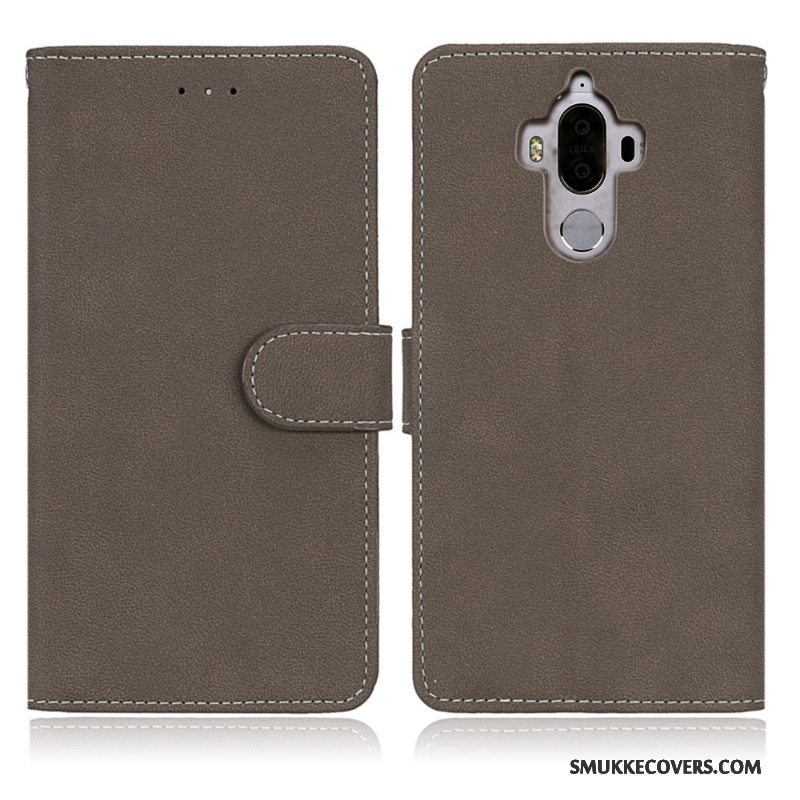 Etui Huawei Mate 9 Beskyttelse Anti-fald Grå, Cover Huawei Mate 9 Folio Nubuck Telefon