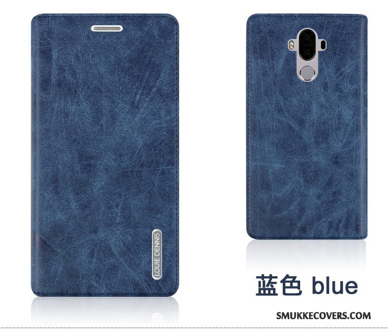 Etui Huawei Mate 9 Beskyttelse Bagdæksel Mørkeblå, Cover Huawei Mate 9 Læder Telefon