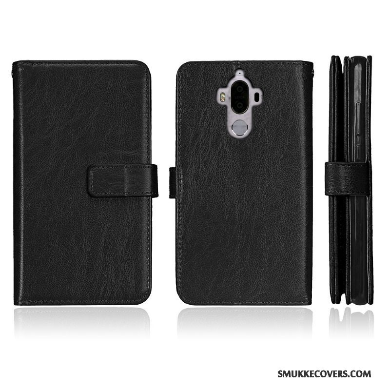 Etui Huawei Mate 9 Beskyttelse Kort Rød, Cover Huawei Mate 9 Folio Anti-fald Telefon