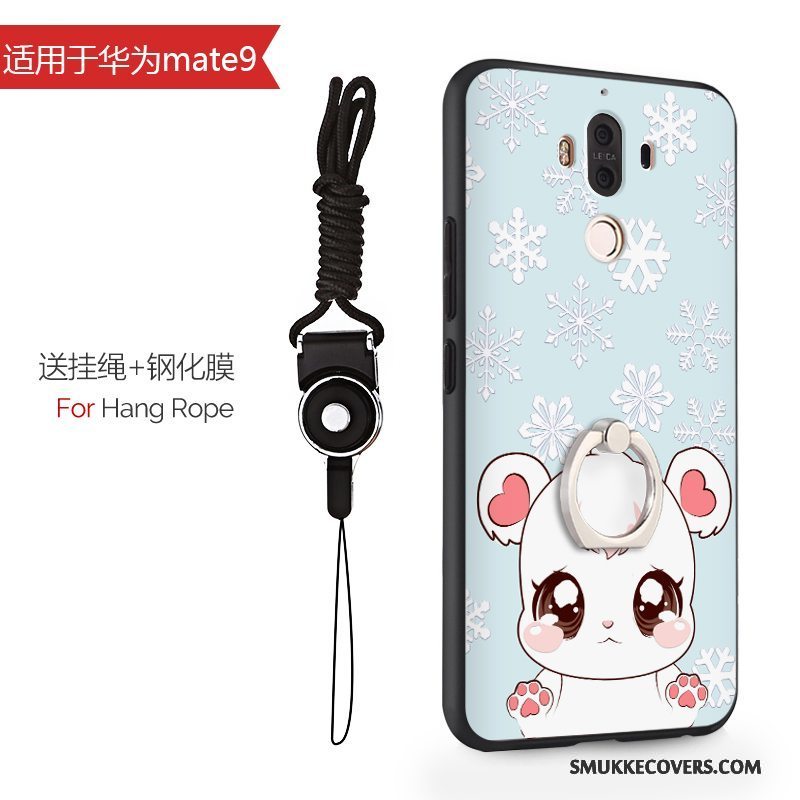 Etui Huawei Mate 9 Beskyttelse Lyseblå Hængende Ornamenter, Cover Huawei Mate 9 Cartoon Hård Telefon