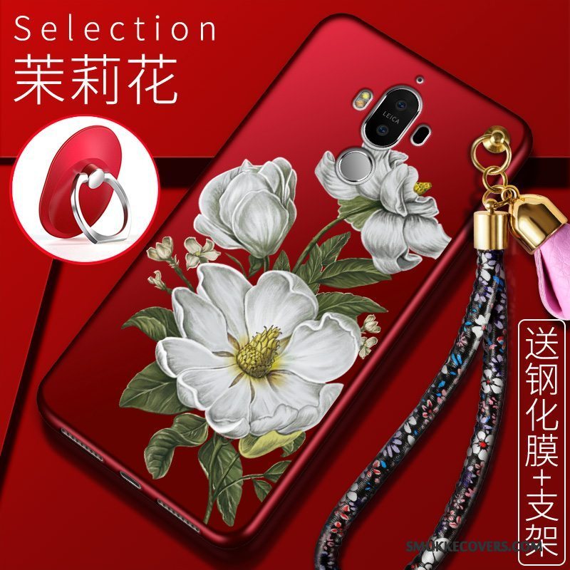 Etui Huawei Mate 9 Beskyttelse Rød Telefon, Cover Huawei Mate 9 Silikone Anti-fald Nubuck