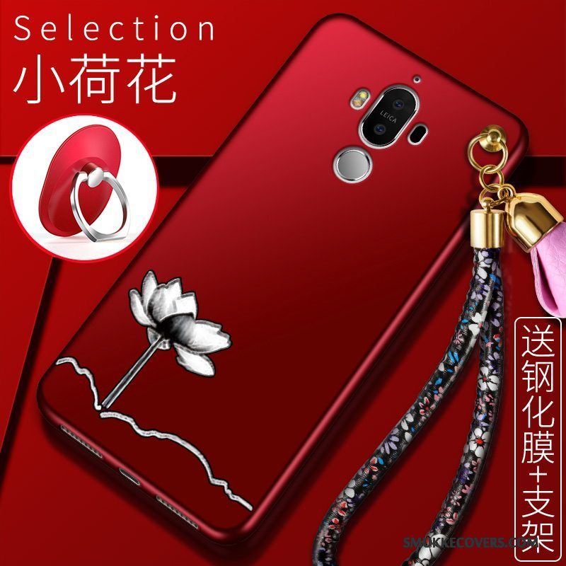 Etui Huawei Mate 9 Beskyttelse Rød Telefon, Cover Huawei Mate 9 Silikone Anti-fald Nubuck