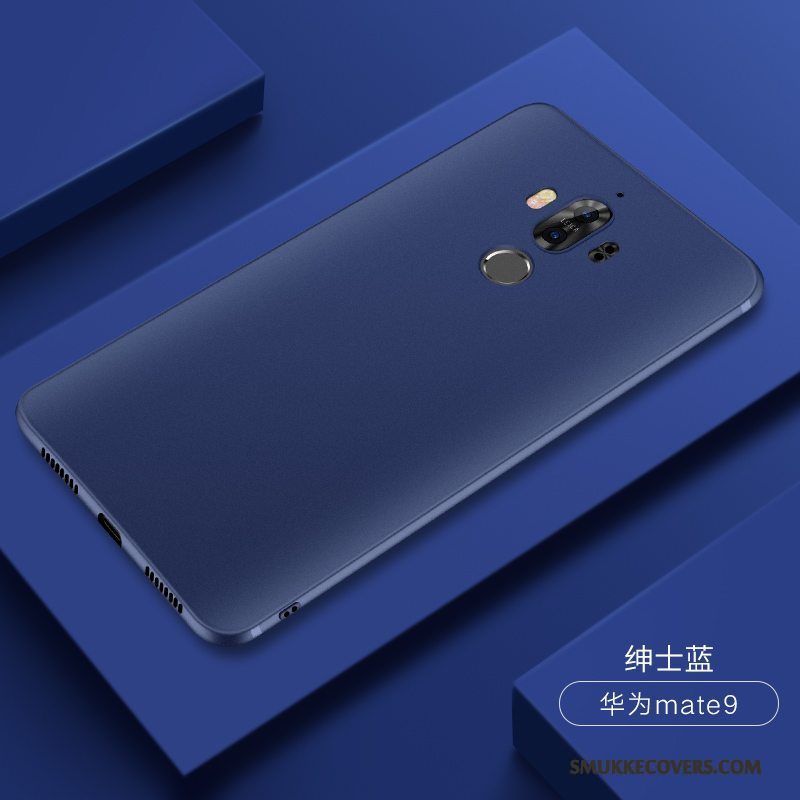 Etui Huawei Mate 9 Blød Blå Nubuck, Cover Huawei Mate 9 Silikone Tynd Anti-fald