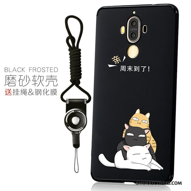 Etui Huawei Mate 9 Blød Nubuck Telefon, Cover Huawei Mate 9 Kreativ Af Personlighed Sort