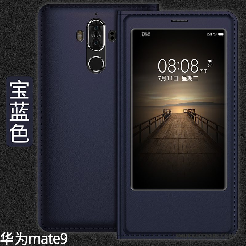 Etui Huawei Mate 9 Folio Anti-fald Telefon, Cover Huawei Mate 9 Læder Guld