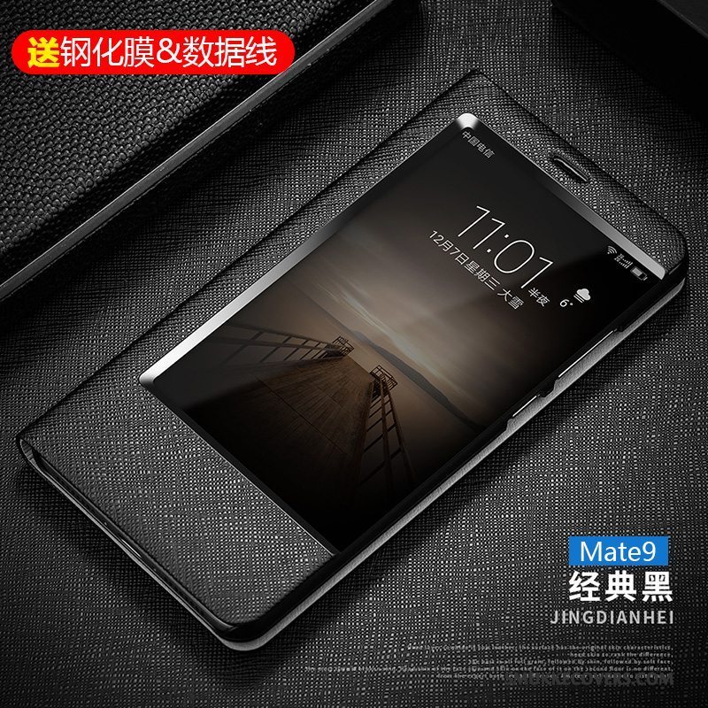 Etui Huawei Mate 9 Læder Anti-fald Lyserød, Cover Huawei Mate 9 Beskyttelse Business Telefon