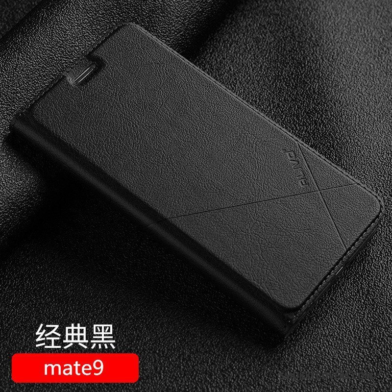 Etui Huawei Mate 9 Læder Anti-fald Sort, Cover Huawei Mate 9 Tasker Telefon