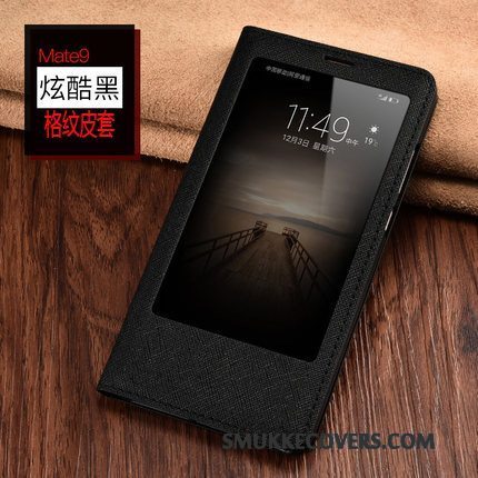 Etui Huawei Mate 9 Læder Anti-fald Vinrød, Cover Huawei Mate 9 Folio Telefon