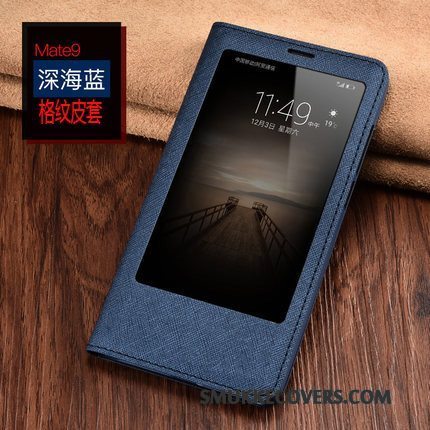 Etui Huawei Mate 9 Læder Anti-fald Vinrød, Cover Huawei Mate 9 Folio Telefon