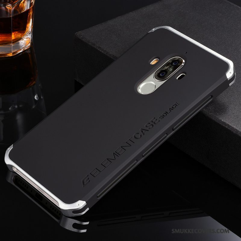 Etui Huawei Mate 9 Metal Anti-fald Nubuck, Cover Huawei Mate 9 Beskyttelse Sølv Telefon