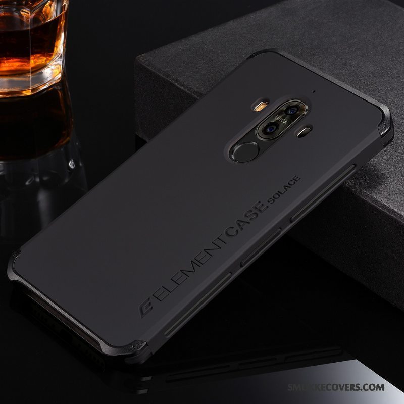 Etui Huawei Mate 9 Metal Anti-fald Nubuck, Cover Huawei Mate 9 Beskyttelse Sølv Telefon