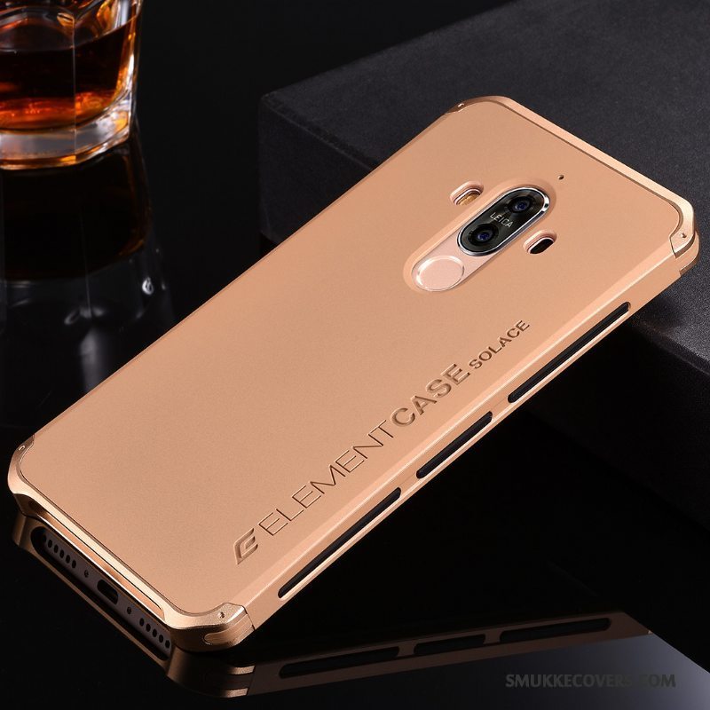 Etui Huawei Mate 9 Metal Anti-fald Nubuck, Cover Huawei Mate 9 Beskyttelse Sølv Telefon