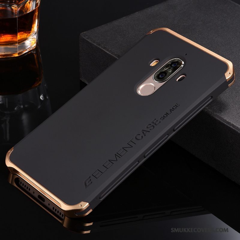 Etui Huawei Mate 9 Metal Anti-fald Nubuck, Cover Huawei Mate 9 Beskyttelse Sølv Telefon