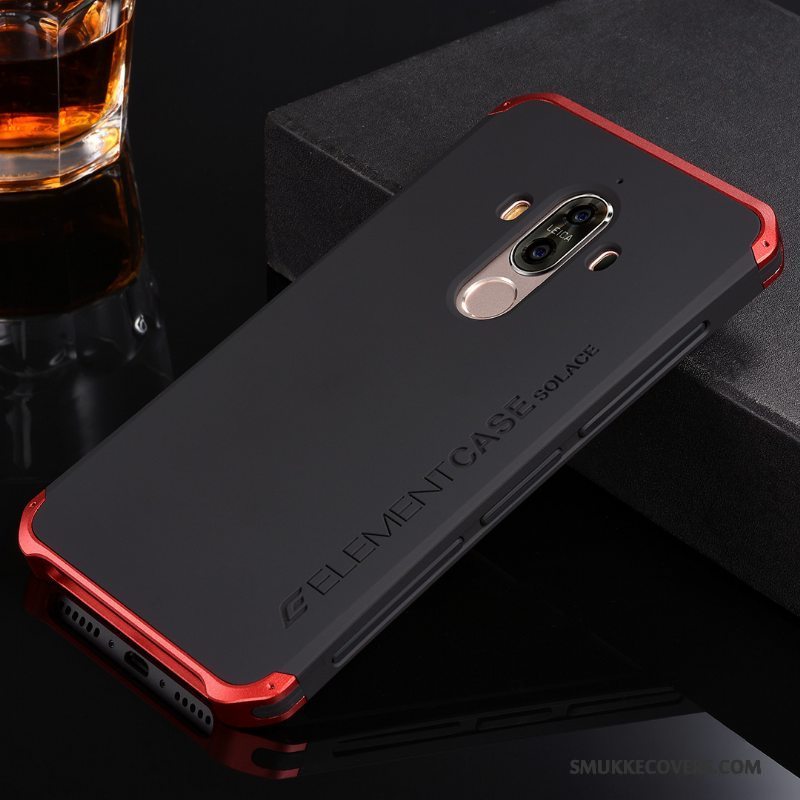 Etui Huawei Mate 9 Metal Anti-fald Nubuck, Cover Huawei Mate 9 Beskyttelse Sølv Telefon