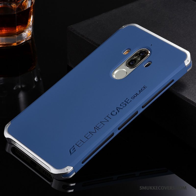 Etui Huawei Mate 9 Metal Anti-fald Nubuck, Cover Huawei Mate 9 Beskyttelse Sølv Telefon